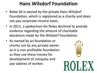 rolex art foundation|rolex donations.